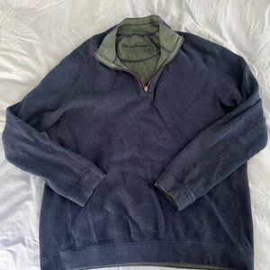 Tommy Bahama Men's Navy Blue Knit Quarter Zip Sweater